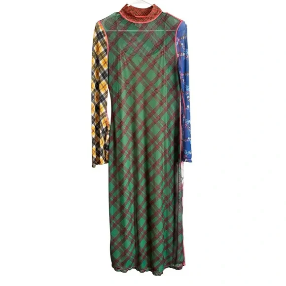 Celia B Anthropologie Multicolor Plaid Sheer Midi Dress - Picture 2 of 7